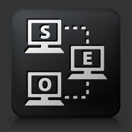 Black Square Button with Search Engine Optimization Icon N2