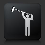 Black Square Button with Microphone Operator