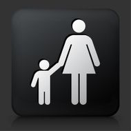 Black Square Button with Mother &amp; Boy Icon N2