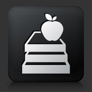 Black Square Button with Apple &amp; Books Icon N2