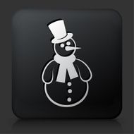 Black Square Button with Snowman