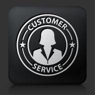 Black Square Button with Customer Service Badge