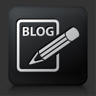 Black Square Button with Blog Icon