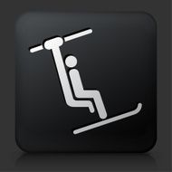 Black Square Button with Person on Ski Lift