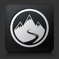 Black Square Button with Mountain Range