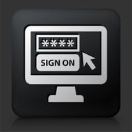 Black Square Button with Sign On Computer Icon