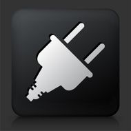 Black Square Button with Power Plug
