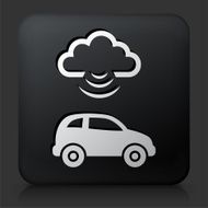 Black Square Button with Car Cloud Computing Icon