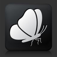 Black Square Button with Butterfly Icon N3