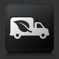 Black Square Button with Truck and Leaf Icon