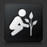 Black Square Button with Tree Planting Icon