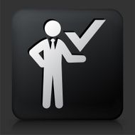 Black Square Button with Businessman Check Mark