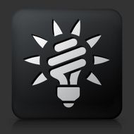 Black Square Button with Fluorescent Light Bulb Icon