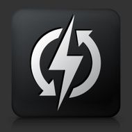 Black Square Button with Electric Bolt Icon