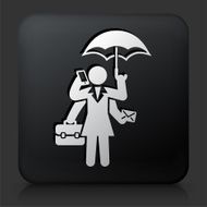 Black Square Button with Multitasking Businesswoman Icon