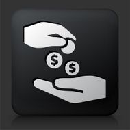 Black Square Button with Hands Giving Money
