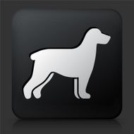 Black Square Button with Dog Silhouette N2