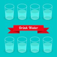Eight glasses drink water Infographic Flat design