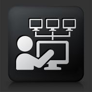 Black Square Button with Computer Networking N6