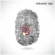 Creative gear idea concept with fingerprint symbol industrail sign