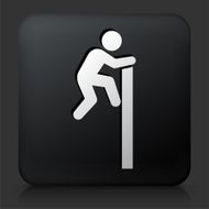 Black Square Button with Businessman Climbing Wall