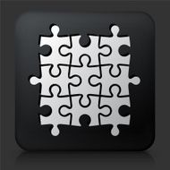 Black Square Button with Puzzle N2