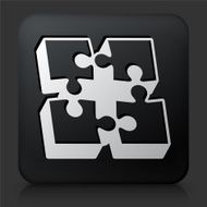 Black Square Button with Puzzle N3