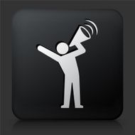 Black Square Button with Megaphone Protest N2