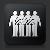 Black Square Button with Protest Together Icon