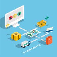 Flat 3d web isometric e-commerce illustration