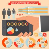 Infographic elements with hand holding smartphone