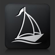 Black Square Button with Sail Boat Icon