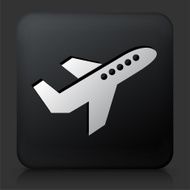 Black Square Button with Airplane Icon N6