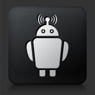 Black Square Button with Robot Icons N3