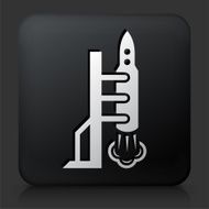 Black Square Button with Launching Rocket Icon N2