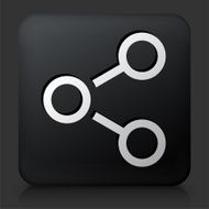 Black Square Button with Sharing Icon