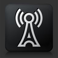 Black Square Button with Antenna Icon