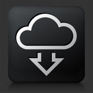 Black Square Button with Download Cloud Icon N3