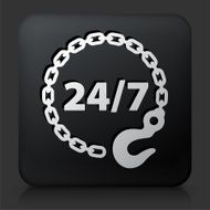 Black Square Button with 24 7 Towing Service