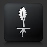 Black Square Button with Growing Plant N8