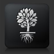 Black Square Button with Growing Tree N2