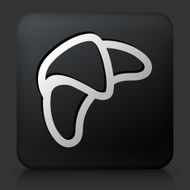 Black Square Button with Croissant Icon N3