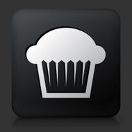 Black Square Button with Muffin Icon N2