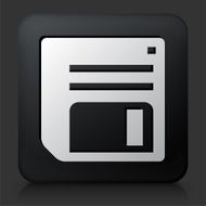Black Square Button with Floppy Disk