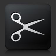 Black Square Button with Scissors N2