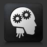 Black Square Button with Robotic Head