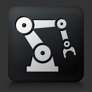 Black Square Button with Robotic Hand