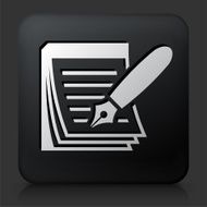 Black Square Button with Paper &amp; Ink Pen N4