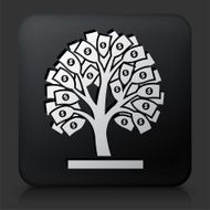 Black Square Button with Money Tree Icon N9