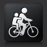 Black Square Button with Biking Family N2